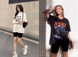 Áo thun form rộng + quần short biker