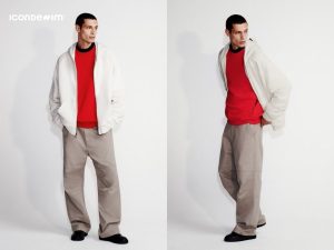 Áo thun form rộng + layering hoodie bên trong áo sơ mi rộng
